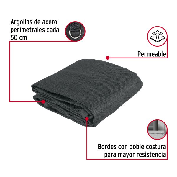 45769 - Toldo raschel negro de 4 m, 90% sombra, ancho 3 m, FIERO