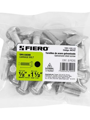 44747 - Bolsa con 30 tornillos 1/2' x 1-1/2' tipo coche, Fiero