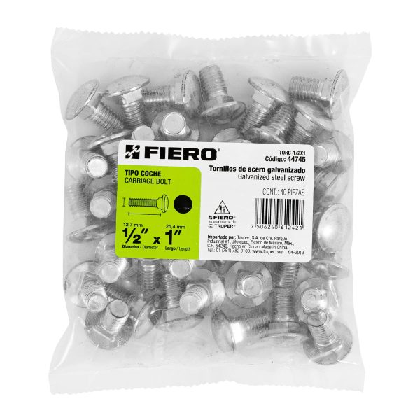 44745 - Bolsa con 40 tornillos 1/2' x 1' tipo coche, Fiero