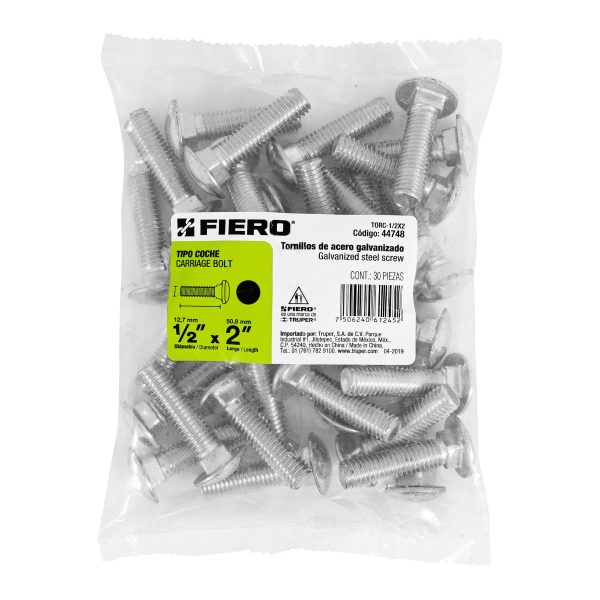 44748 - Bolsa con 30 tornillos 1/2' x 2' tipo coche, Fiero