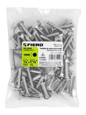 44714 - Bolsa con 80 tornillos 1/4' x 1-1/2' tipo coche, Fiero