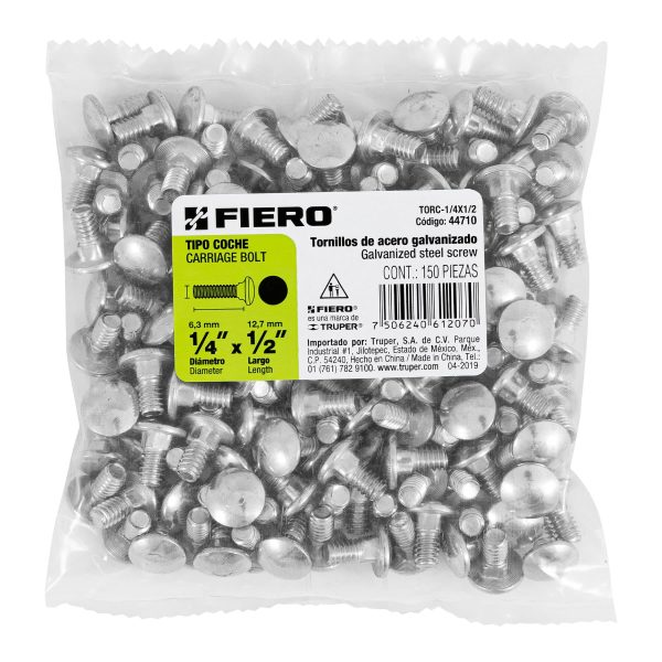 44710 - Bolsa con 150 tornillos 1/4' x 1/2' tipo coche, Fiero