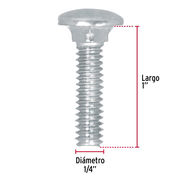 44712 - Bolsa con 100 tornillos 1/4' x 1' tipo coche, Fiero