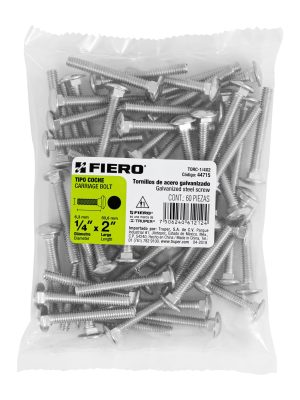 44715 - Bolsa con 60 tornillos 1/4' x 2' tipo coche, Fiero