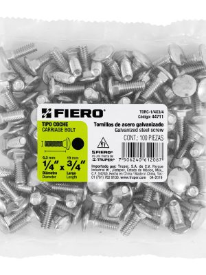 44711 - Bolsa con 100 tornillos 1/4' x 3/4' tipo coche, Fiero