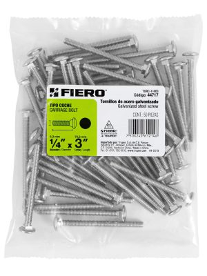 44717 - Bolsa con 50 tornillos 1/4' x 3' tipo coche, Fiero