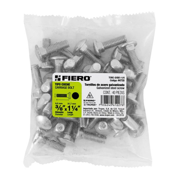 44730 - Bolsa con 40 tornillos 3/8' x 1-1/4' tipo coche, Fiero
