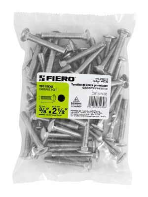 44733 - Bolsa con 50 tornillos 3/8' x 2-1/2' tipo coche, Fiero