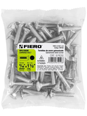 44722 - Bolsa con 50 tornillos 5/16' x 1-1/2' tipo coche, Fiero