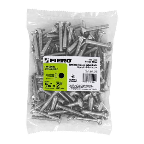 44723 - Bolsa con 80 tornillos 5/16' x 2' tipo coche, Fiero