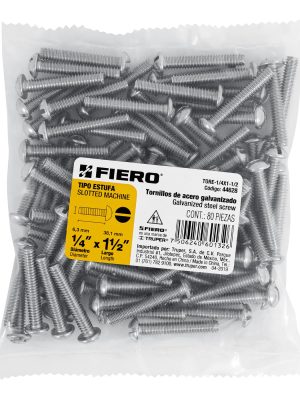 44628 - Bolsa con 80 tornillos 1/4' x 1-1/2' tipo estufa, FIERO