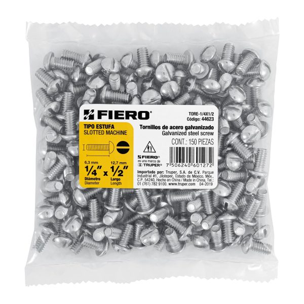 44623 - Bolsa con 150 tornillos 1/4' x 1/2' tipo estufa, FIERO