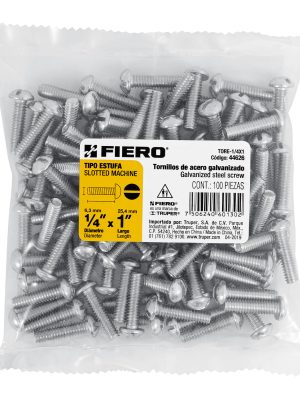 44626 - Bolsa con 100 tornillos 1/4' x 1' tipo estufa, FIERO
