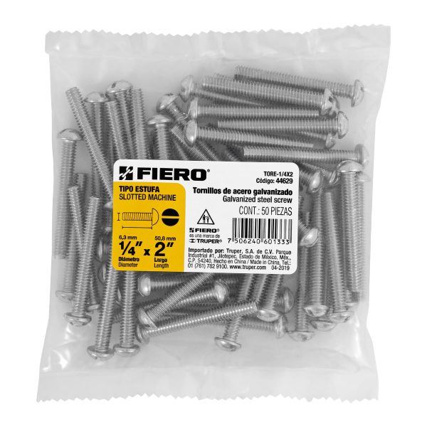 44629 - Bolsa con 50 tornillos 1/4' x 2' tipo estufa, FIERO
