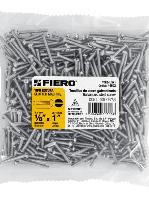 44602 - Bolsa con 400 tornillos 1/8' x 1' tipo estufa, FIERO