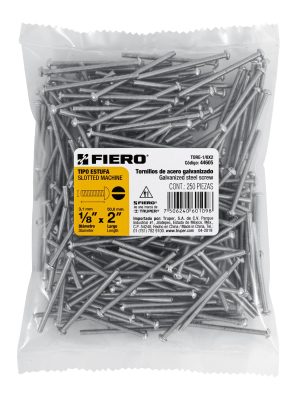 TORE-1-8X2E1.jpg 44605 - Bolsa con 250 tornillos 1/8' x 2' tipo estufa, FIERO