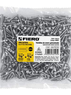 44601 - Bolsa con 500 tornillos 1/8' x 3/4' tipo estufa, FIERO