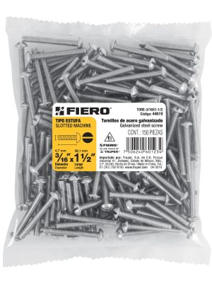 44619 - Bolsa con 150 tornillos 3/16' x 1-1/2' tipo estufa, FIERO