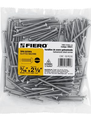 44621 - Bolsa con 100 tornillos 3/16' x 2-1/2' tipo estufa, FIERO
