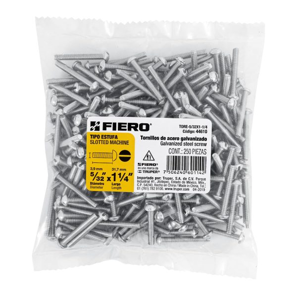 44610 - Bolsa con 250 tornillos 5/32' x 1-1/4' tipo estufa, FIERO
