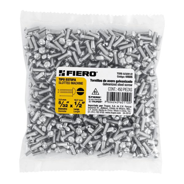 44606 - Bolsa con 450 tornillos 5/32' x 1/2' tipo estufa, FIERO