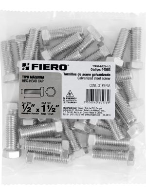 44593 - Bolsa con 30 tornillos 1/2' x 1-1/2' tipo máquina, FIERO