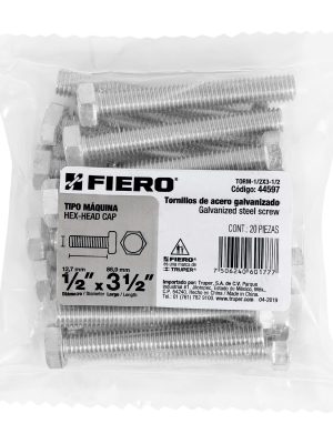 TORM-1-2X3-1-2E1.jpg 44597 - Bolsa con 20 tornillos 1/2' x 3-1/2' tipo máquina, FIERO