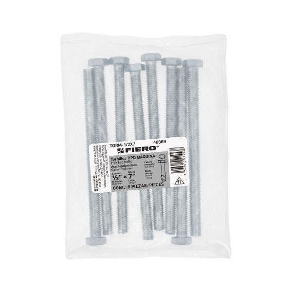 40869 - Bolsa con 8 tornillos 1/2' x 7' tipo máquina, Fiero