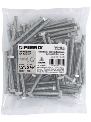 44562 - Bolsa con 50 tornillos 1/4' x 2-1/2' tipo máquina, FIERO