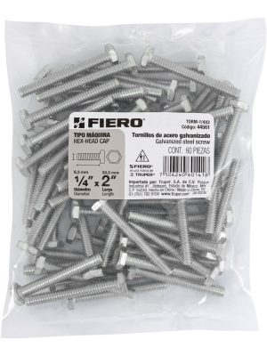 44561 - Bolsa con 60 tornillos 1/4' x 2' tipo máquina, FIERO