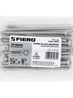 TORM-1-4X5E1.jpg 44640 - Bolsa con 25 tornillos 1/4' x 5' tipo máquina, FIERO