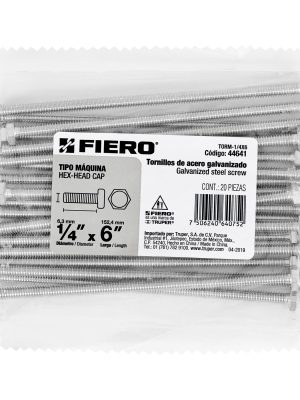 TORM-1-4X6E1.jpg 44641 - Bolsa con 20 tornillos 1/4' x 6' tipo máquina, FIERO