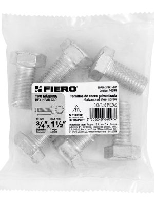 44694 - Bolsa con 6 tornillos 3/4' x 1-1/2' tipo máquina, FIERO