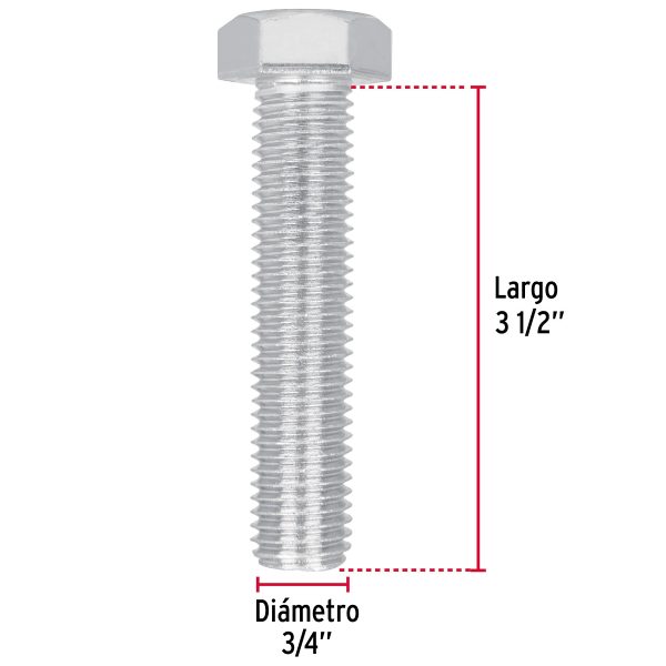 44705 - Bolsa con 4 tornillos 3/4' x 3-1/2' tipo máquina, FIERO