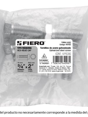 44704 - Bolsa con 4 tornillos 3/4' x 3' tipo máquina, FIERO