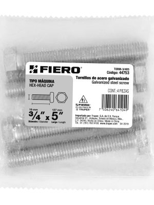 44753 - Bolsa con 4 tornillos 3/4' x 5' tipo máquina, FIERO