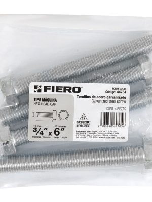 44754 - Bolsa con 4 tornillos 3/4' x 6' tipo máquina, FIERO