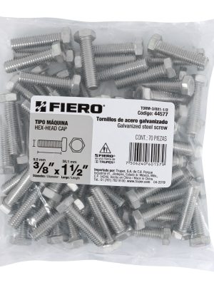 44577 - Bolsa con 70 tornillos 3/8' x 1-1/2' tipo máquina, FIERO