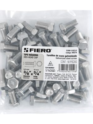 44574 - Bolsa con 50 tornillos 3/8' x 3/4' tipo máquina, FIERO