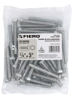 44580 - Bolsa con 40 tornillos 3/8' x 3' tipo máquina, FIERO