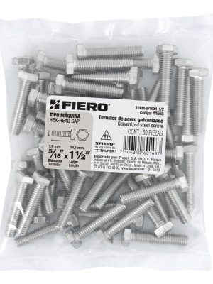 44568 - Bolsa con 50 tornillos 5/16' x 1-1/2' tipo máquina, FIERO