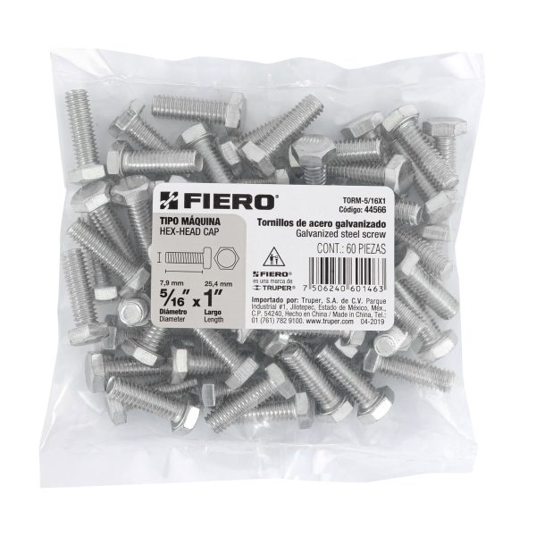 44566 - Bolsa con 60 tornillos 5/16' x 1' tipo máquina, FIERO