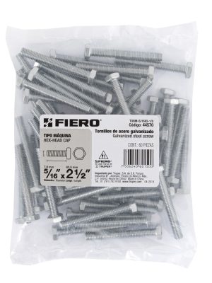 44570 - Bolsa con 60 tornillos 5/16' x 2-1/2' tipo máquina, FIERO