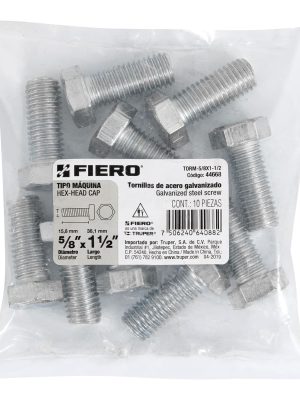 TORM-5-8X1-1-2E1.jpg 44668 - Bolsa con 10 tornillos 5/8' x 1-1/2' tipo máquina, FIERO