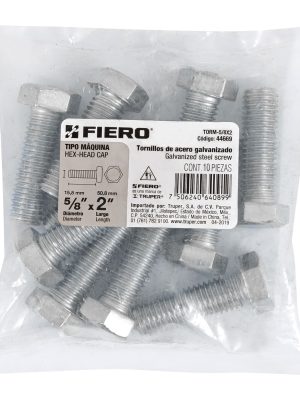 TORM-5-8X2E1.jpg 44669 - Bolsa con 10 tornillos 5/8' x 2' tipo máquina, FIERO