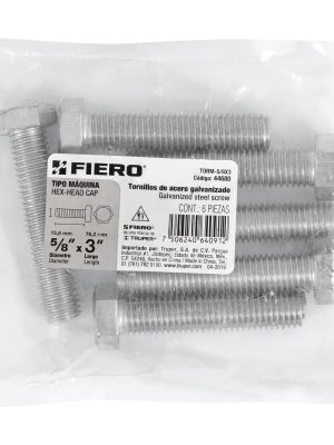 44680 - Bolsa con 6 tornillos 5/8' x 3' tipo máquina, FIERO