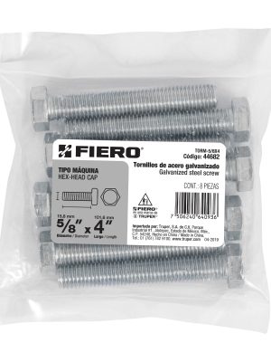 44682 - Bolsa con 8 tornillos 5/8' x 4' tipo máquina, FIERO