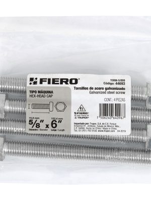 44693 - Bolsa con 4 tornillos 5/8' x 6' tipo máquina, FIERO