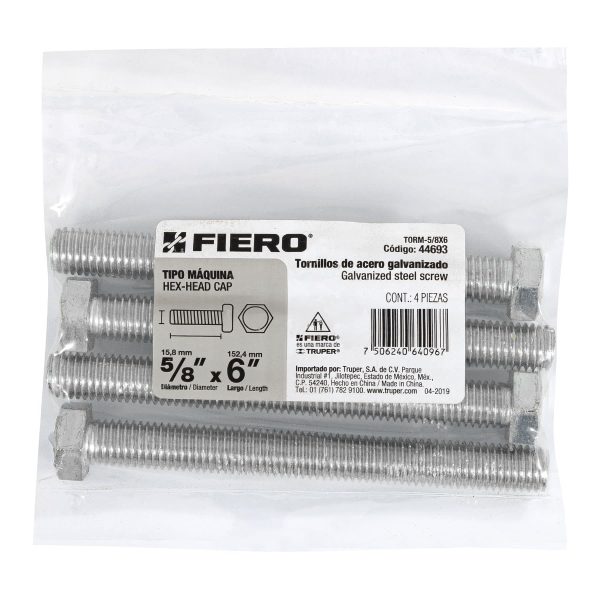 44693 - Bolsa con 4 tornillos 5/8' x 6' tipo máquina, FIERO