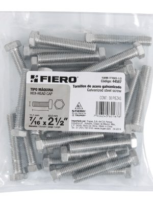 44587 - Bolsa con 30 tornillos 7/16' x 2-1/2' tipo máquina, FIERO